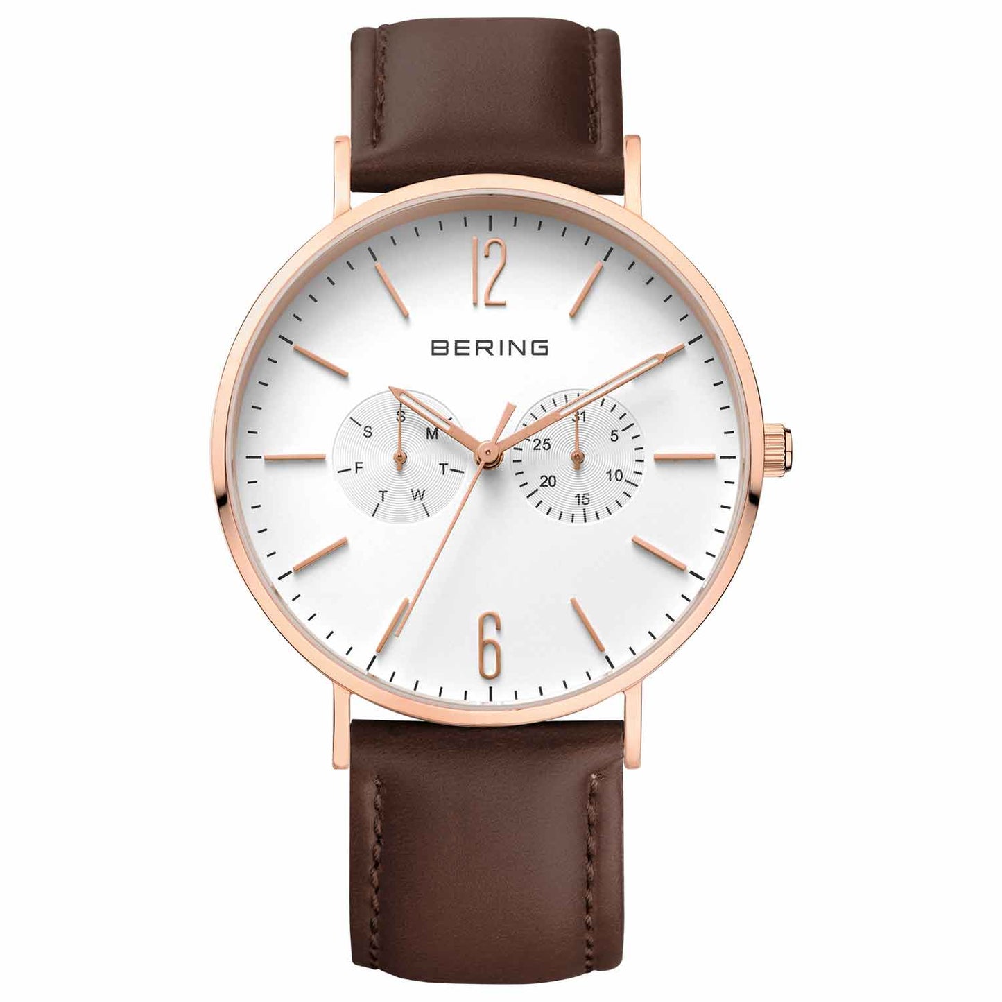 Reloj deportivo Bering multifunción de Hombre de cuero marrón