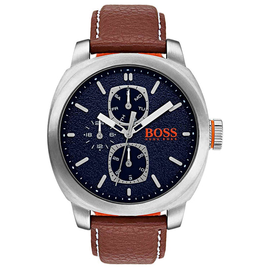 Reloj Boss Orange multifunciÃ³n de hombre esfera texturizada azul