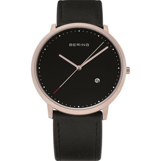 Reloj Bering unisex clÃ¡sico negro y oro rosa