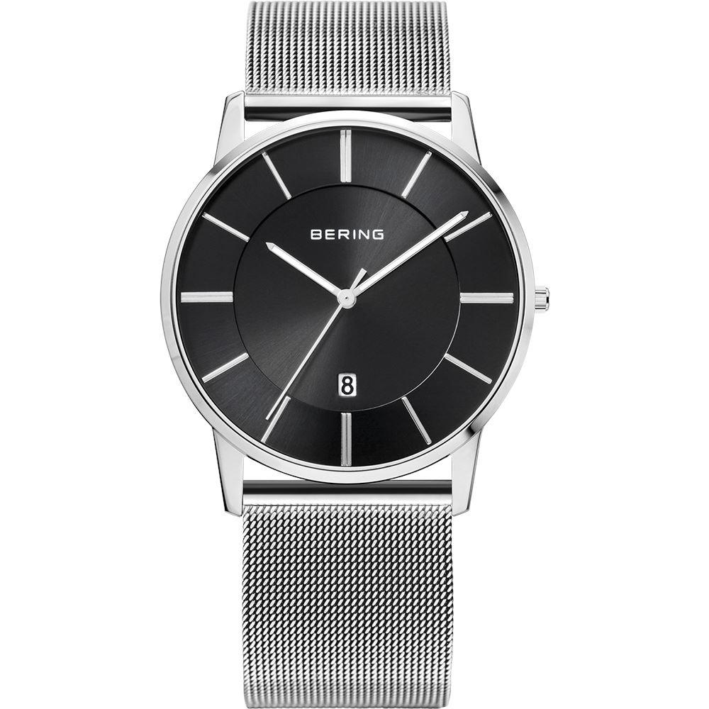 Reloj minimalista unisex plateado esfera negra