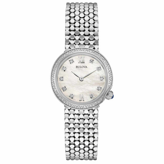 Reloj Diamonds Bulova plateado efecto nácar corona a las 4h de Mujer