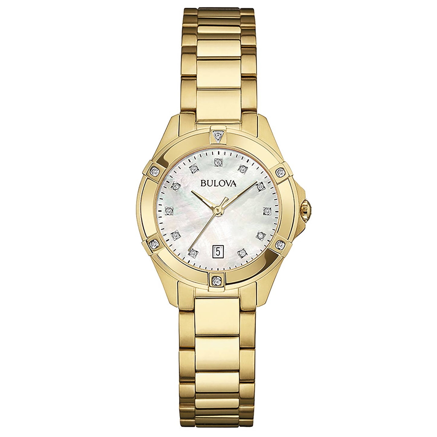 Reloj Diamonds Bulova dorado con 6 diamantes en bisel de Mujer