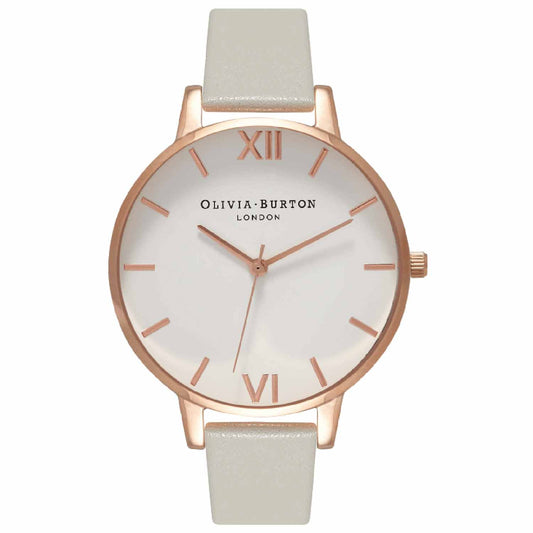 Reloj minimalista Olivia Burton correa de cuero gris de mujer