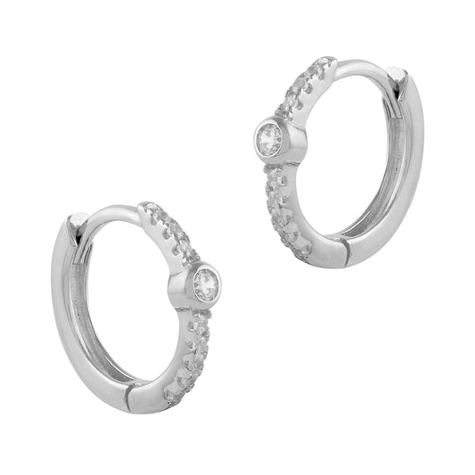 Pendientes criolla de plata y circonitas con circonita oval