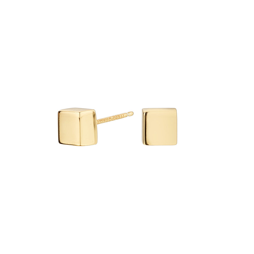 Pendientes Cube Cuadrado Bañado en Oro