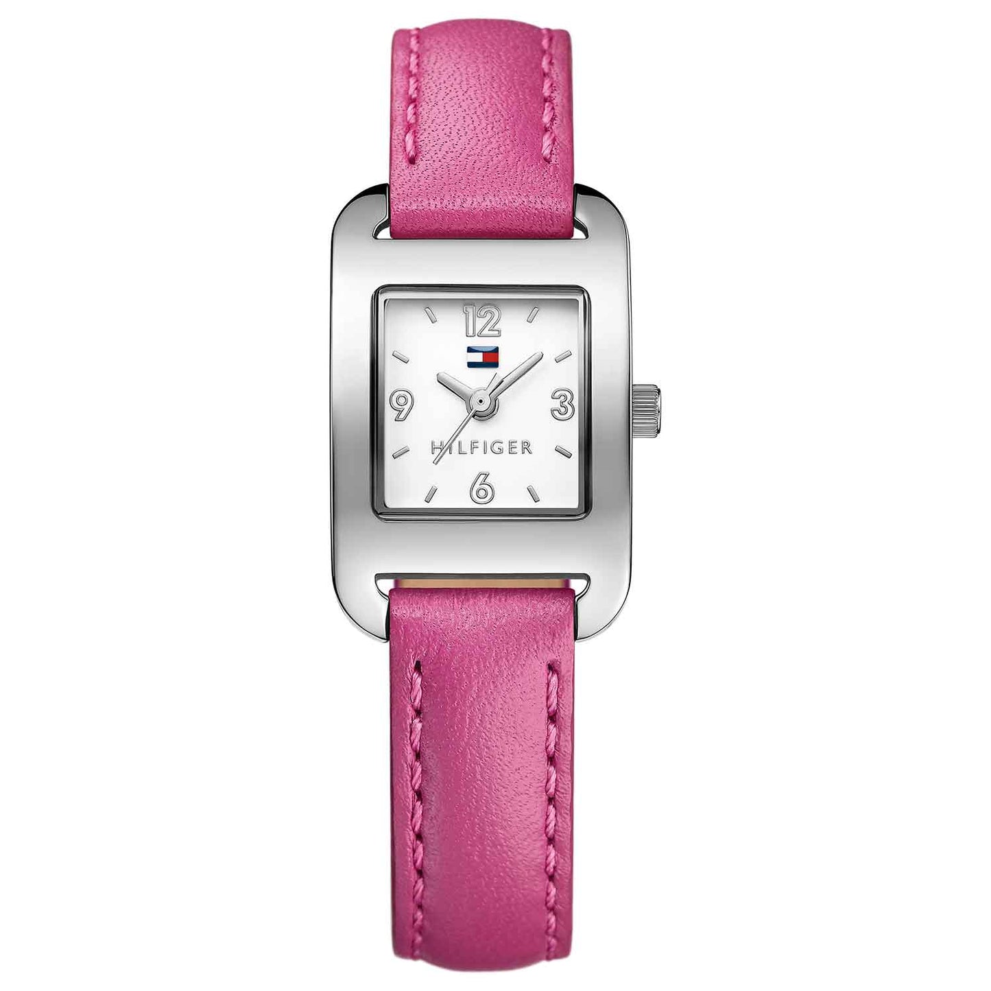 Reloj de niña rectangular Tommy Hilfiger de cuero rosa